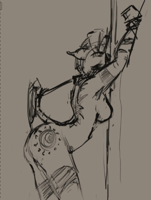 Size: 311x410 | Tagged: anthro, armpits, artist:adolphbartels, backbend, bondage, derpibooru import, flexible, gray background, monochrome, nudity, questionable, simple background, zebra, zebrasub, zecora