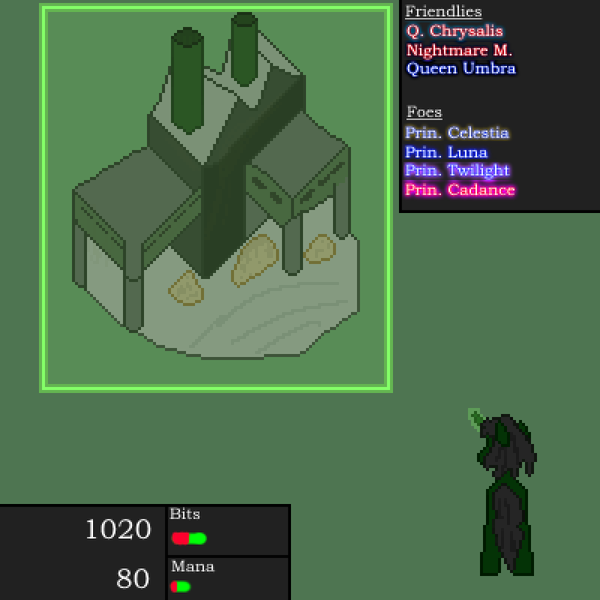 Size: 800x800 | Tagged: artist:derek the metagamer, command and conquer, derpibooru import, game hud, grass, king sombra, nightmare moon, oc, oc:derek the metagamer, open ra, ore refinery, pixel art, princess cadance, princess celestia, princess luna, queen chrysalis, queen umbra, rule 63, safe, text, twilight sparkle, twilight sparkle (alicorn)