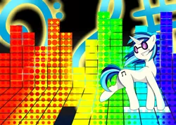 Size: 1024x728 | Tagged: artist:cartoonartist, artist:senseijiufu, derpibooru import, psychedelic, safe, solo, vinyl scratch