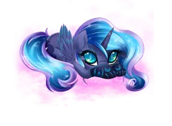 Size: 4900x3592 | Tagged: safe, artist:magnaluna, derpibooru import, princess luna, abstract background, absurd resolution, clothes, cloud, cute, ethereal mane, female, filly, looking at you, lying down, prone, simple background, socks, solo, starry mane, transparent background, woona