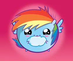 Size: 2000x1656 | Tagged: safe, artist:chubble-munch, derpibooru import, rainbow dash, :3, blob, blushing, chubbie, cloud, cute, dashabetes, holding, looking at you, smiling, solo