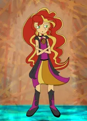 Size: 1000x1400 | Tagged: safe, artist:mabu, derpibooru import, sunset shimmer, equestria girls, gem, gemsona, humanized, mineral, rock, sad, steven universe, tiger's eye