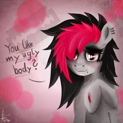 Size: 2000x2000 | Tagged: artist:kaine, blood, derpibooru import, emo, female, /mlp/, oc, oc:miss eri, self harm, semi-grimdark, solo, unofficial characters only