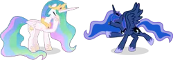 Size: 3247x1125 | Tagged: safe, artist:mremerald34, derpibooru import, princess celestia, princess luna, dancing, do the sparkle, facehoof, royal sisters, simple background, tongue out, transparent background, vector