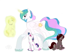 Size: 1024x724 | Tagged: alternate hairstyle, artist:stagetechyart, colt, crying, derpibooru import, exploitable meme, magic, male, meme, momlestia, necklace, oc, oc:mana fall, ocular gushers, paint, pearl, prince blueblood, princess celestia, safe, shining armor, simple background, transparent background, whining armor, younger