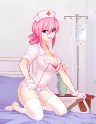 Size: 777x1000 | Tagged: artist:spittfireart, art pack:my little sweetheart, art pack:my little sweetheart 3, bed, big breasts, bra, breasts, busty nurse redheart, cleavage, clothes, derpibooru import, eyelashes, female, flashing, flower, gloves, hair bun, hat, helloooooo nurse, hospital, hospital bed, human, humanized, indoors, iv drip, kneeling, looking at you, miniskirt, my little sweetheart, my little sweetheart 3, name tag, nightstand, nurse, nurse hat, nurse outfit, nurse redheart, open mouth, panties, panty shot, pillow, sexy, shoes, skirt, skirt lift, smiling, socks, solo, solo female, stockings, striped underwear, stupid sexy nurse redheart, suggestive, thick, thigh highs, thighs, thunder thighs, tight clothing, underwear, uniform, upskirt, vase, zettai ryouiki