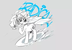 Size: 1094x774 | Tagged: artist needed, derpibooru import, gleaming shield, radical, radio, rule 63, safe, shining armor, solo, source needed, sunglasses, surfboard, surfing