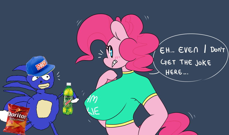 Size: 1280x757 | Tagged: anthro, artist:somescrub, breasts, busty pinkie pie, clothes, crossover, derpibooru import, female, hugtastic pinkie pie, montage parody, pinkie pie, sanic, sonic the hedgehog, sonic the hedgehog (series), suggestive, tumblr