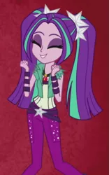 Size: 385x616 | Tagged: safe, derpibooru import, edit, edited screencap, screencap, aria blaze, equestria girls, rainbow rocks, ariabetes, battle of the bands, cute, eyes closed, happy, smiling, solo, when she smiles
