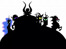 Size: 2048x1536 | Tagged: safe, artist:fiona brown, derpibooru import, adagio dazzle, discord, king sombra, lord tirek, nightmare moon, queen chrysalis, siren, equestria girls, antagonist, silhouette