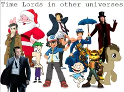 Size: 500x374 | Tagged: ash ketchum, charlie and the chocolate factory, derpibooru import, doctor who, doctor whooves, james bond, kyon, looker, mary poppins, melancholy of haruhi suzumiya, phineas and ferb, pokémon, ratchet, ratchet and clank, rugrats, safe, santa claus, time lord, time turner, wat, willy wonka