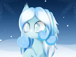 Size: 3840x2880 | Tagged: safe, artist:an-m, derpibooru import, oc, oc:snowdrop, unofficial characters only, pegasus, pony, bust, cute, ear fluff, female, filly, floppy ears, night, night sky, raised hoof, sky, snow, snowbetes, snowfall, snowflake, solo