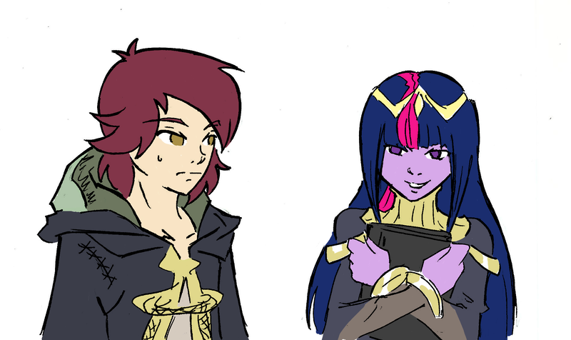 Size: 1899x1129 | Tagged: safe, artist:nayaasebeleguii, derpibooru import, normal norman, twilight sparkle, equestria girls, /mlp/, background human, book, fire emblem, fire emblem: awakening, tharja