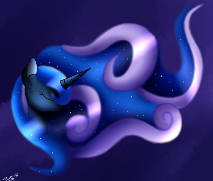 Size: 969x825 | Tagged: safe, artist:novaspark, derpibooru import, princess luna, flowing mane, solo