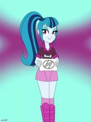 Size: 1800x2400 | Tagged: safe, artist:mofetafrombrooklyn, derpibooru import, sonata dusk, equestria girls, rainbow rocks, hyundai, hyundai sonata, looking at you, pun, solo, visual pun