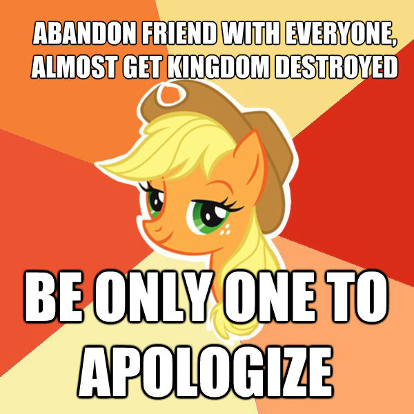 Size: 600x600 | Tagged: a canterlot wedding, advice meme, applejack, derpibooru import, engrish, exploitable meme, meme, meta, safe