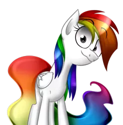 Size: 1280x1300 | Tagged: artist:askometa, derpibooru import, looking at you, not rainbow dash, oc, oc:power rainbow, rainbow hair, safe, simple background, solo, transparent background, unofficial characters only