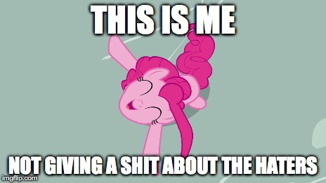 Size: 464x261 | Tagged: safe, derpibooru import, screencap, pinkie pie, funny, hater, haters, meme, vulgar