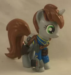 Size: 1961x2049 | Tagged: safe, artist:gryphyn-bloodheart, derpibooru import, oc, oc:littlepip, unofficial characters only, pony, unicorn, fallout equestria, fallout equestria: project horizons, fanfic, 3d print, clothes, custom, female, funko, gun, handgun, hooves, horn, irl, little macintosh, mare, mystery mini, mystery minis, photo, pipbuck, revolver, solo, toy, vault suit, weapon