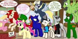 Size: 1024x512 | Tagged: safe, artist:stylus, derpibooru import, derpy hooves, lily, lily valley, oc, oc:luke, pegasus, pony, anon pony, derpy spy, female, flower shop, followers, knife, line, mare, meanwhile, meanwhile in x, paper-thin disguise, spy, team fortress 2, thedoctorandroseluck, tumblr, waiting