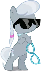 Size: 430x750 | Tagged: artist needed, safe, derpibooru import, silver spoon, pony, badass, bipedal, crossed legs, cute, deal with it, glasses, silverbetes, simple background, solo, sunglasses, transparent background, vector