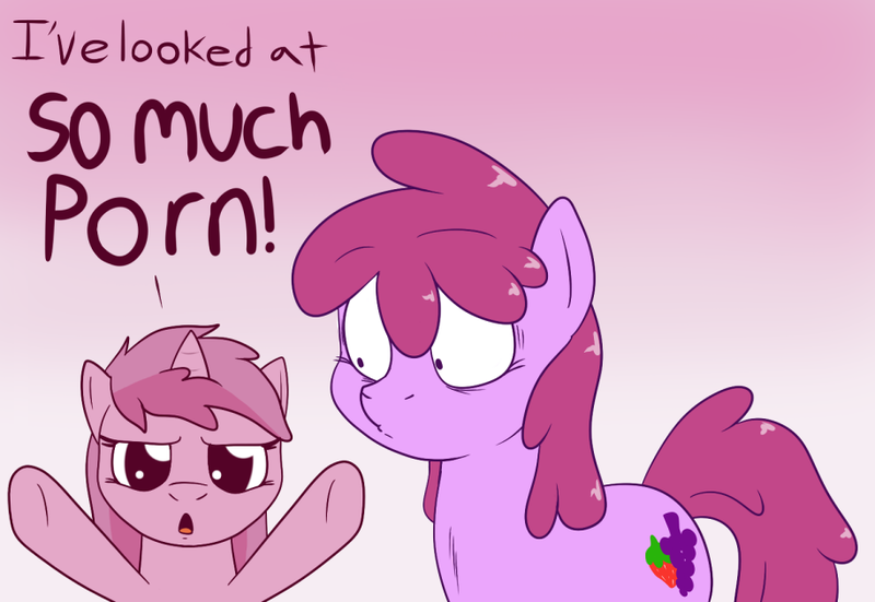 Size: 915x630 | Tagged: suggestive, artist:skoon, derpibooru import, berry punch, berryshine, ruby pinch, earth pony, pony, unicorn, ask berry punch, dialogue, female, filly, implied foalcon, jaded pinch, mare, open mouth, reaction image, simple background, white background