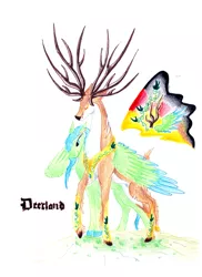 Size: 1700x2338 | Tagged: artist:dawn22eagle, deer, deerland, deer pony, derpibooru import, eyes closed, flag, germany, hug, oc, original species, pegasus, safe, smiling, spread wings, traditional art, unofficial characters only, winghug