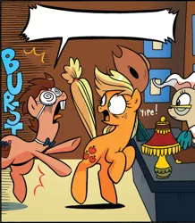 Size: 892x1024 | Tagged: applejack, derpibooru import, exploitable, idw, mayor mare, safe, spoiler:comic, spoiler:comicff15, tadwell