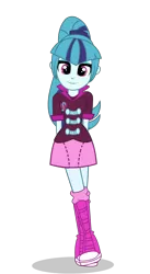 Size: 616x1128 | Tagged: safe, artist:camtwosix, derpibooru import, sonata dusk, equestria girls, rainbow rocks, boots, clothes, crossed legs, cute, hands behind back, looking at you, simple background, skirt, smiling, solo, transparent background, vector