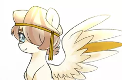 Size: 2357x1553 | Tagged: safe, artist:kianamai, derpibooru import, oc, oc:angel feather, unofficial characters only, pony, kilalaverse, adopted offspring, bust, digital art, female, hair over one eye, mare, next generation, parent:oc:amber lily, solo