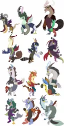 Size: 872x1700 | Tagged: safe, artist:archeopony, derpibooru import, oc, oc:garra, oc:pinza, oc:ruina, oc:tantrum, oc:tiamat, oc:zarn, unofficial characters only, draconequus, draconequii, simple background