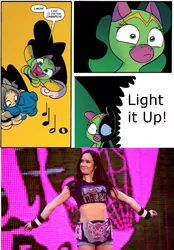 Size: 775x1115 | Tagged: safe, derpibooru import, cheerilee, cloverleaf, spoiler:comic, spoiler:comic29, aj lee, not that aj, surprise entrance meme, wwe