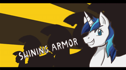 Size: 800x440 | Tagged: animated, artist:archeopony, captain shining armor, cute, derpibooru import, grin, happy, looking at you, royal guard, safe, shining adorable, shining armor, silhouette, smiling, squee
