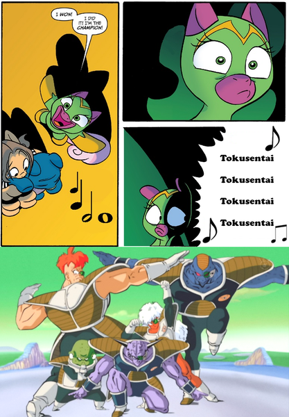 Size: 775x1115 | Tagged: burter, captain ginyu, cheerilee, cloverleaf, derpibooru import, dragon ball z, exploitable meme, ginyu force, guldo, jeice, meme, recoome, safe, spoiler:comic, spoiler:comic29, surprise entrance meme, tokusentai