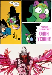 Size: 712x1024 | Tagged: cheerilee, cloverleaf, derpibooru import, macho man randy savage, safe, spoiler:comic, spoiler:comic29, surprise entrance meme, wrestling, wwe