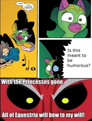 Size: 771x1010 | Tagged: artist:jay fosgitt, cheerilee, cloverleaf, crossing the memes, derpibooru import, exploitable meme, is this supposed to be humorous, lord tirek, meme, safe, screencap, spoiler:comic, spoiler:comic29, surprise entrance meme, tirek vs everyone meme