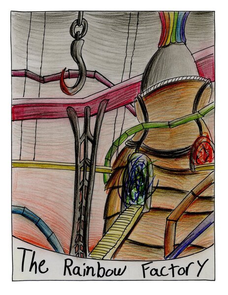 Size: 785x1017 | Tagged: artist:the1king, comic, comic:fluttershy and the rainbow factory, derpibooru import, factory, fanfic:rainbow factory, hook, parody, semi-grimdark, traditional art