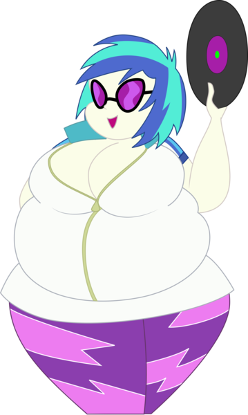 Size: 2820x4718 | Tagged: suggestive, artist:shitigal-artust, derpibooru import, vinyl scratch, equestria girls, absurd resolution, bbw, belly, breasts, busty vinyl scratch, cleavage, fat, female, obese, record, simple background, solo, thick, thighs, thunder thighs, transparent background, vector, vinyl fat, wide hips