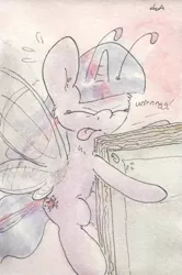 Size: 686x1036 | Tagged: artist:slightlyshade, book, breezie, derpibooru import, safe, solo, traditional art, twilight sparkle