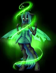 Size: 1900x2500 | Tagged: anthro, artist:pellsya, derpibooru import, magic, queen chrysalis, safe, smiling, solo