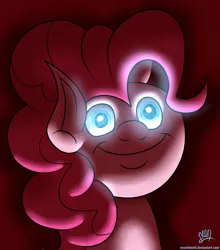 Size: 2200x2500 | Tagged: artist:neoncel, derpibooru import, glowing eyes, pinkie pie, safe, solo, stare, staring into your soul