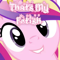 Size: 4800x4800 | Tagged: absurd resolution, close-up, derpibooru import, edit, face, hi anon, lip bite, looking at you, meme, princess cadance, reaction image, safe, solo, that is my fetish