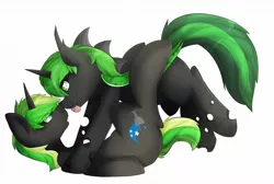 Size: 1280x860 | Tagged: artist:oddends, changeling, changeling oc, derpibooru import, green changeling, hug, male, oc, oc:azure slash, oc:ciardite, safe, unofficial characters only