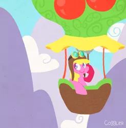 Size: 800x813 | Tagged: artist:coggler, aviator goggles, aviator hat, background pony, cherry berry, derpibooru import, goggles, hat, hot air balloon, safe, solo