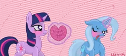 Size: 1024x458 | Tagged: safe, artist:lazymunchlax, derpibooru import, trixie, twilight sparkle, pony, unicorn, female, lesbian, mare, shipping, twixie