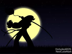 Size: 6003x4518 | Tagged: safe, artist:newcutiemark, derpibooru import, applejack, anthro, absurd resolution, katana, moon, night, samurai, samurai applejack, silhouette, solo, sword, weapon