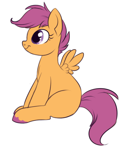 Size: 425x523 | Tagged: artist:lulubell, derpibooru import, safe, scootaloo, scooting, simple background, solo, transparent background