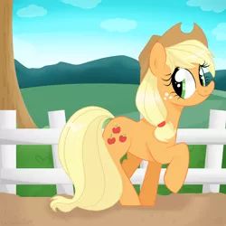 Size: 5600x5600 | Tagged: absurd resolution, applejack, artist:balloons504, derpibooru import, raised hoof, safe, solo