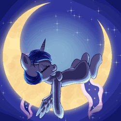 Size: 500x500 | Tagged: animated, artist:rue-willings, blank flank, cute, derpibooru import, lunabetes, moon, princess luna, safe, sleeping, solo, tangible heavenly object
