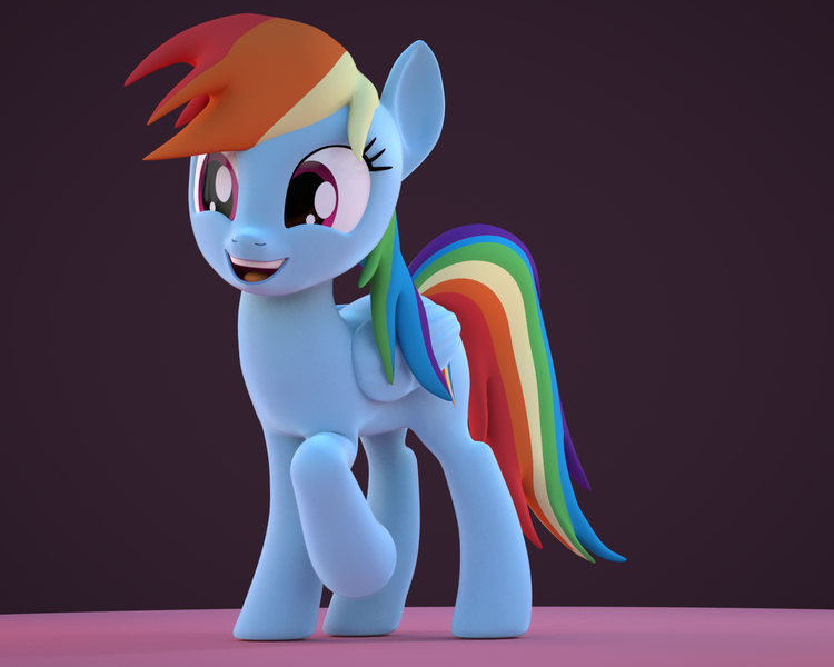 Size: 1280x1024 | Tagged: dead source, safe, artist:creatorofpony, derpibooru import, rainbow dash, pegasus, pony, /mlp/, 3d, 3d model, blender, cute, dashabetes, female, happy, mare, open mouth, smiling, solo, test, wip